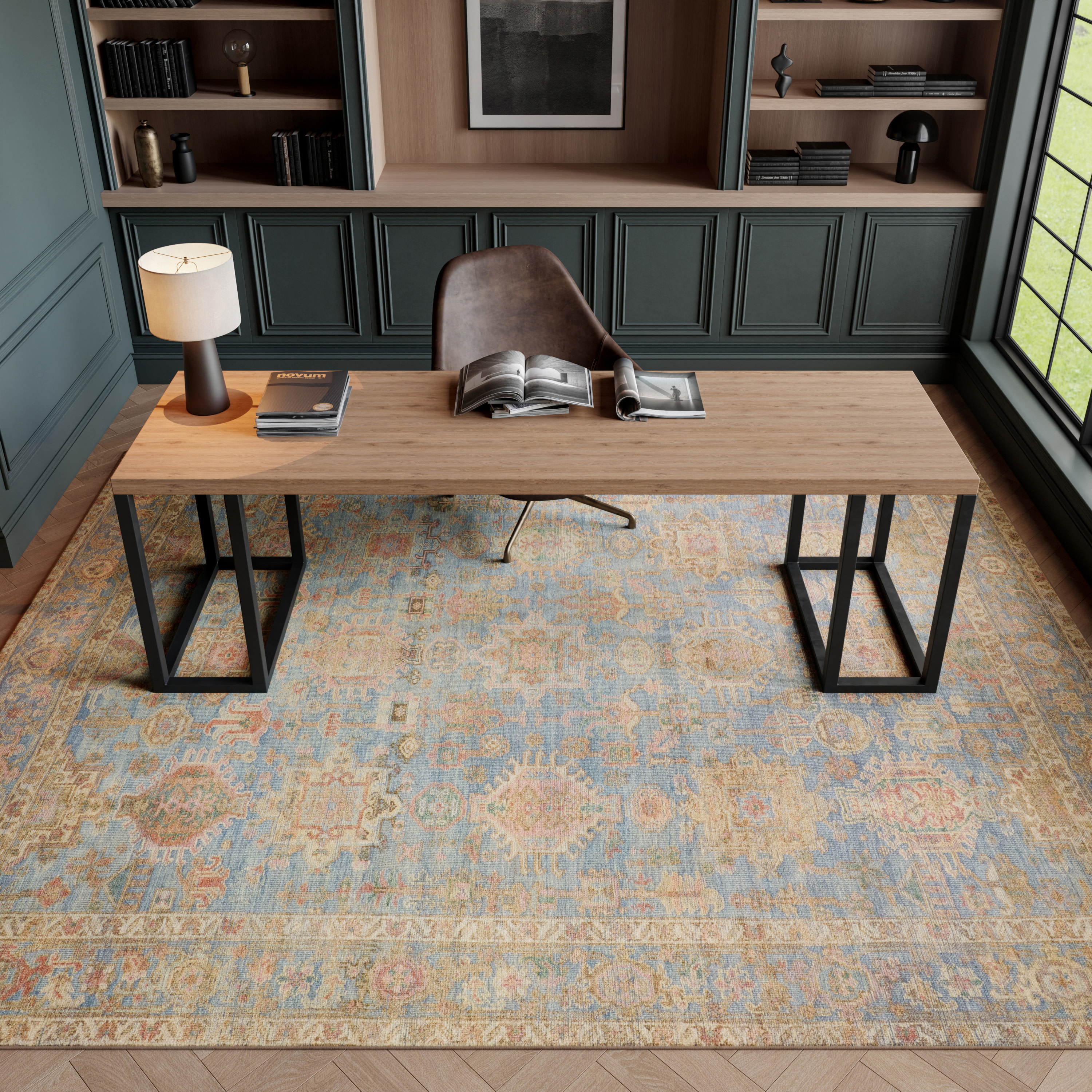 Nourison Vintage Washables 9' x 12' Navy Multicolor Vintage Indoor Rug