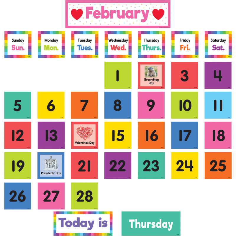 Colorful Calendar Pocket Chart Cards, Pack of 104