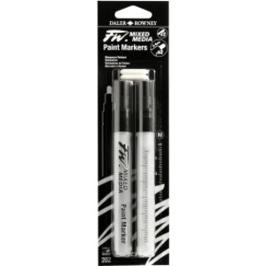 FW Empty Ink Markers with Nibs, Medium Round Tip, 2-4 mm, 2 Count