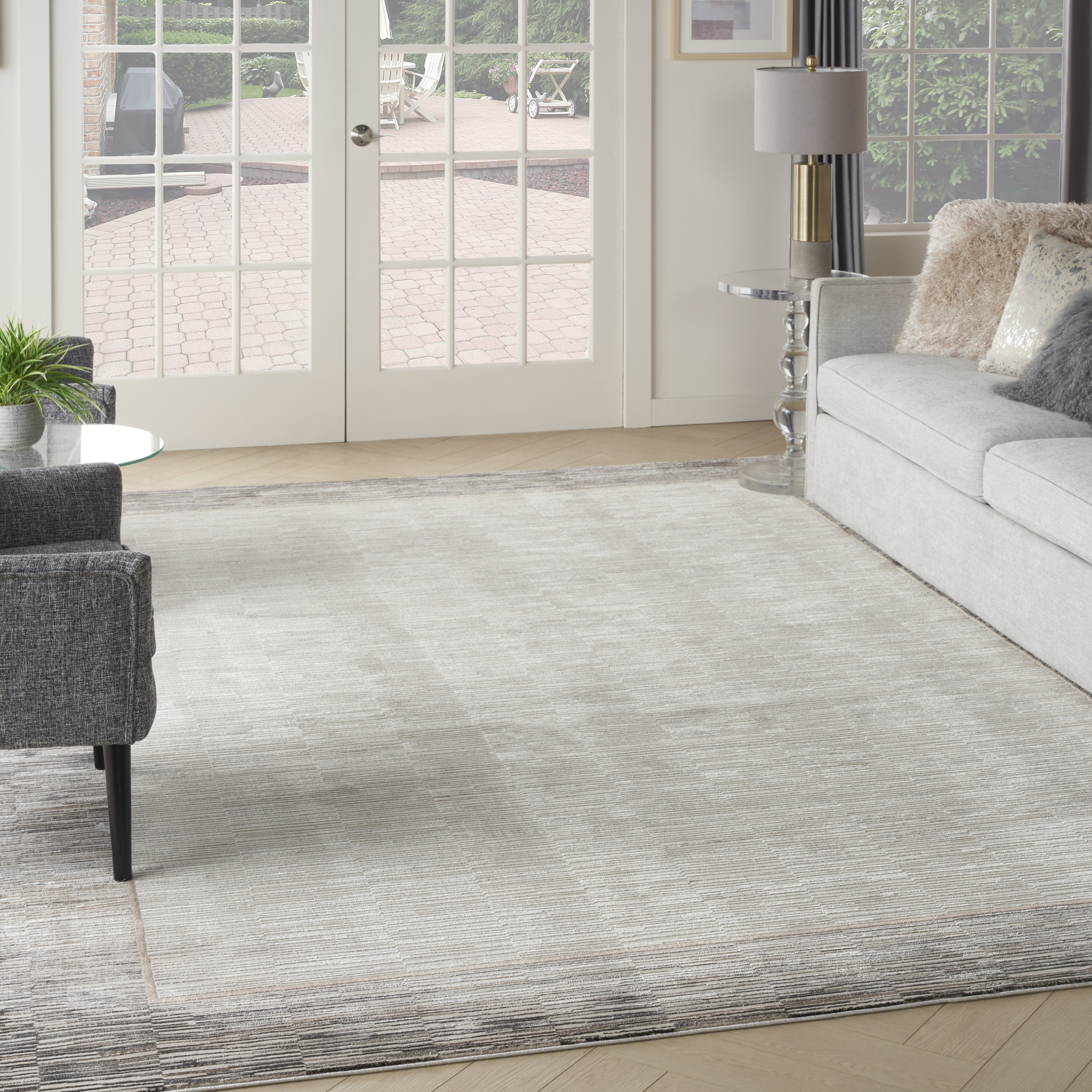 Nourison Desire 7'10" x 9'10" Grey Black Modern Indoor Rug
