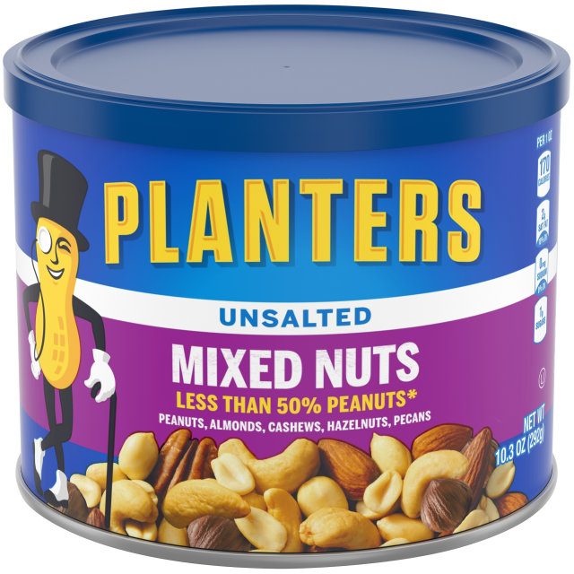 PLANTERS Unsalted Mixed Nuts 10.3 oz Can image