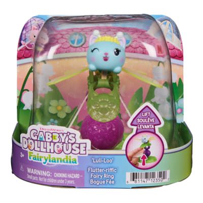 DreamWorks Gabby's Dollhouse Fairylandia Luli-Loo Flutter-rriffic Fairy Ring, Wearable Ring with Flapping Wings and Display Stand, Pretend Play Toys for Kids, Ages 3+