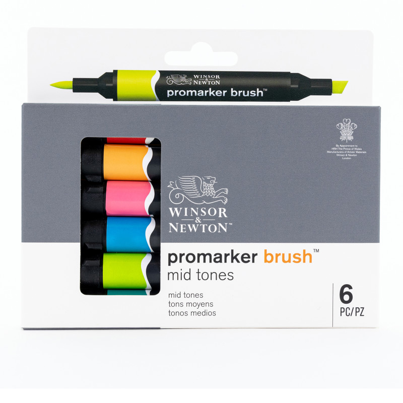 Promarker™ Brush, Mid Tones, Set of 6