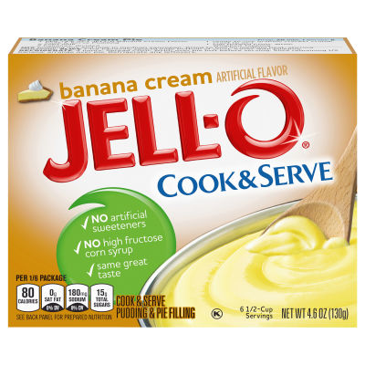 Jell-O Cook & Serve Banana Cream Pudding & Pie Filling, 4.6 oz Box