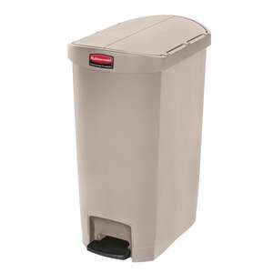 Rubbermaid Commercial, Streamline®, Step-On, 13gal, Resin, Beige, Rectangle, Receptacle