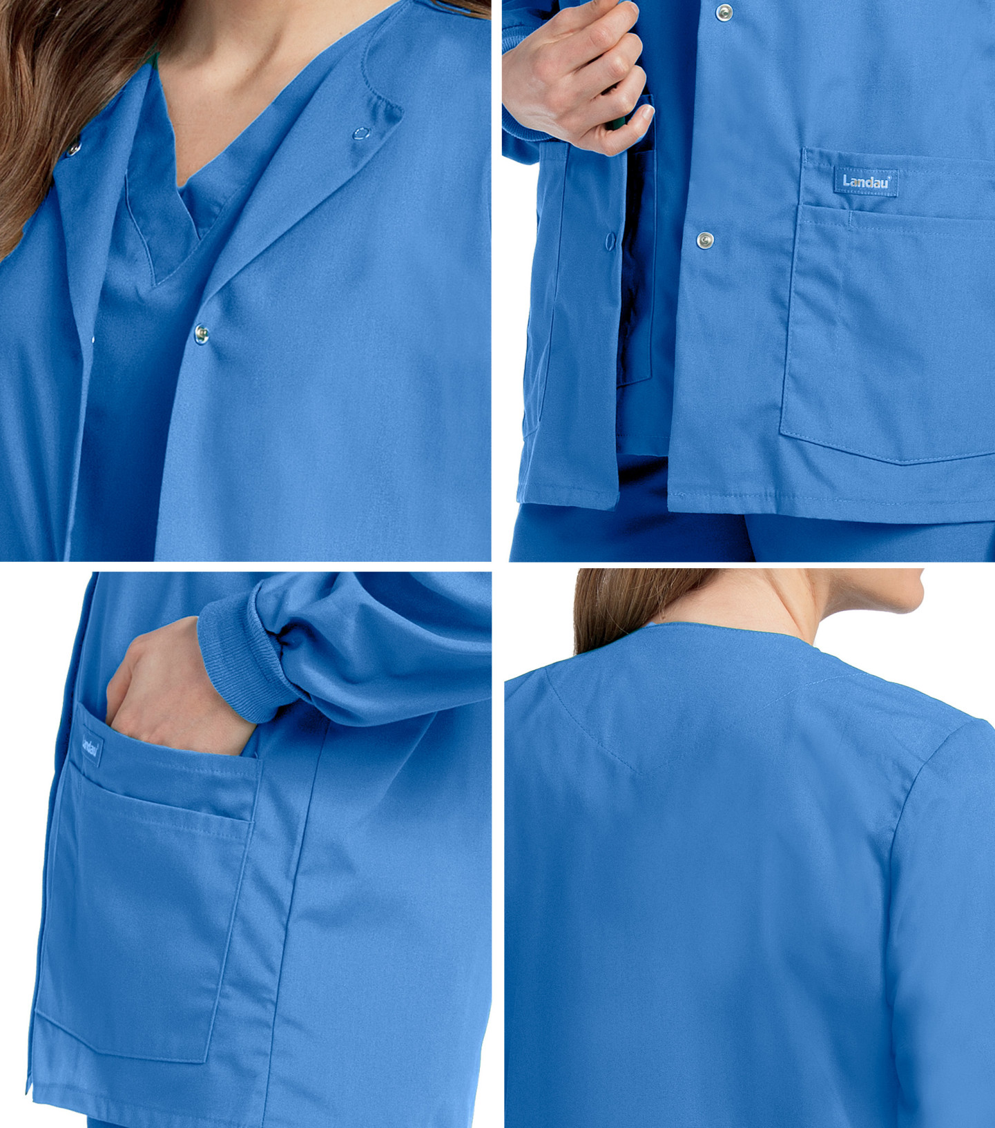 Landau Essentials Womens 4 Pocket Warm Up Scrub Jacket 7525 Landau Scrubs 0290