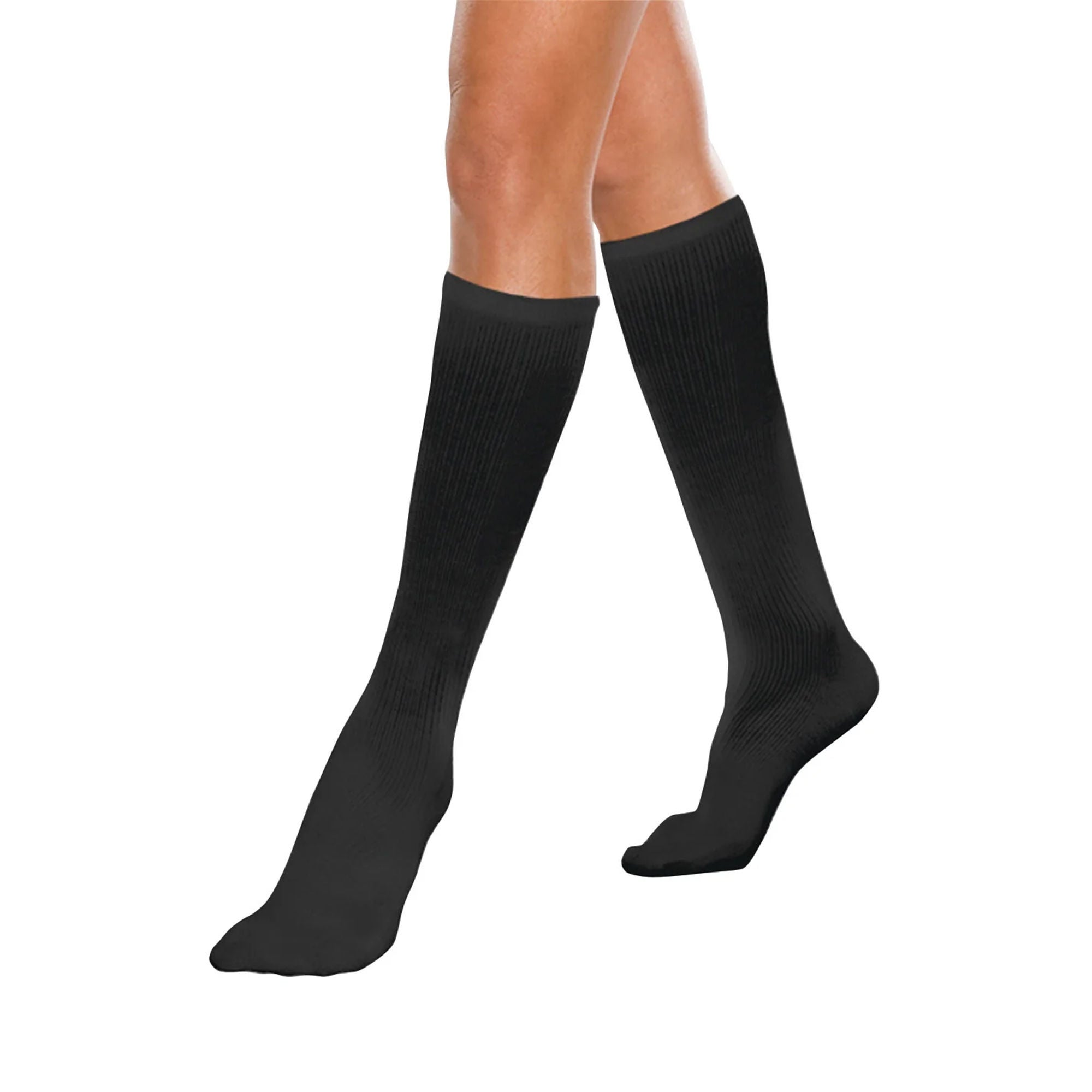 Compression Socks Core-Spun by Therafirm® Knee High Large Black Closed Toe