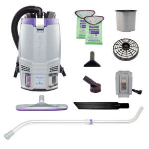 ProTeam, GoFit 6 Cordless 8Ah w/ Xover Multi-Surface Telescoping Wand Tool Kit, 14", Backpack Vacuum