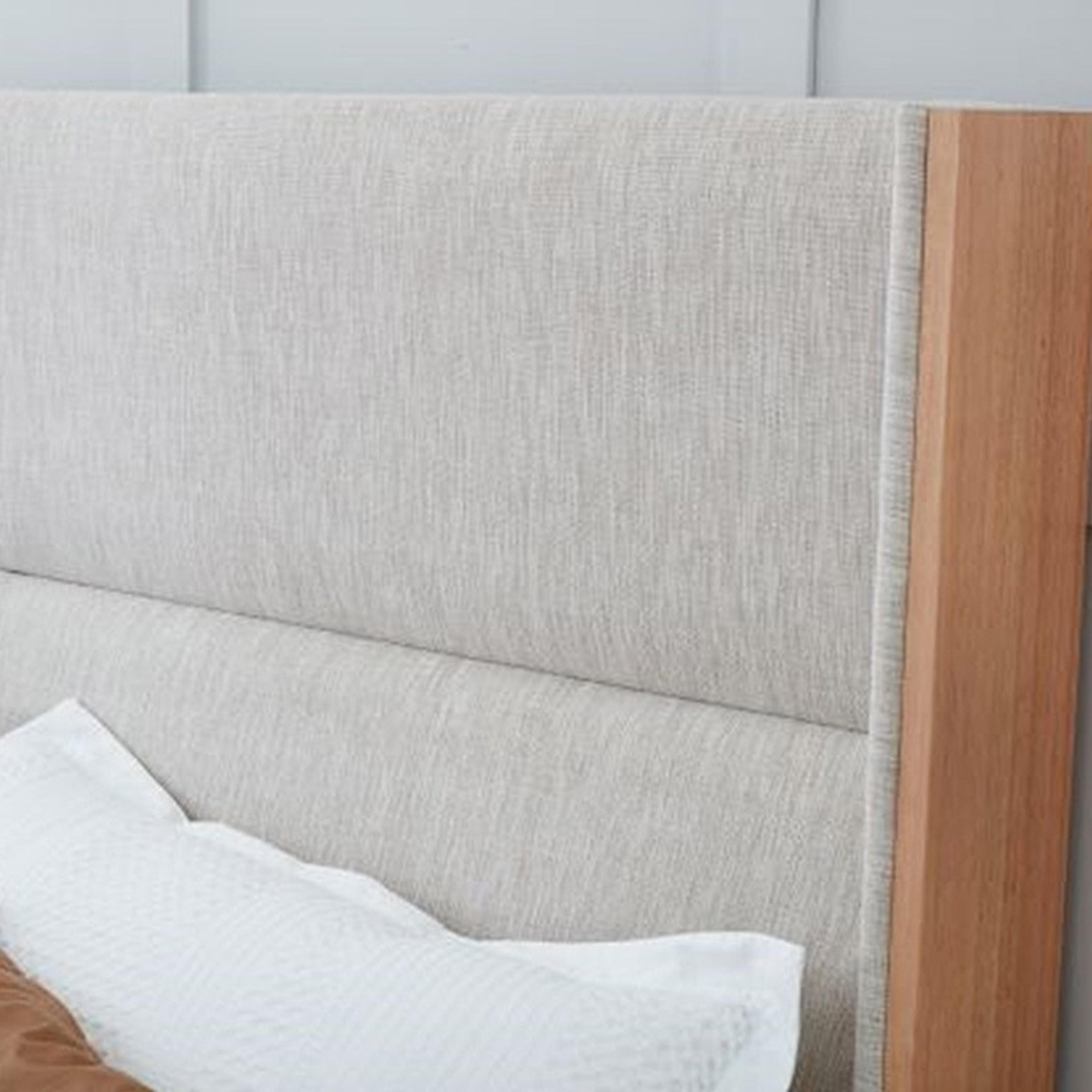 Lifestyle image of the  Rialto Bed Frame, Natural-Profile Adonis Pepper from Forty Winks