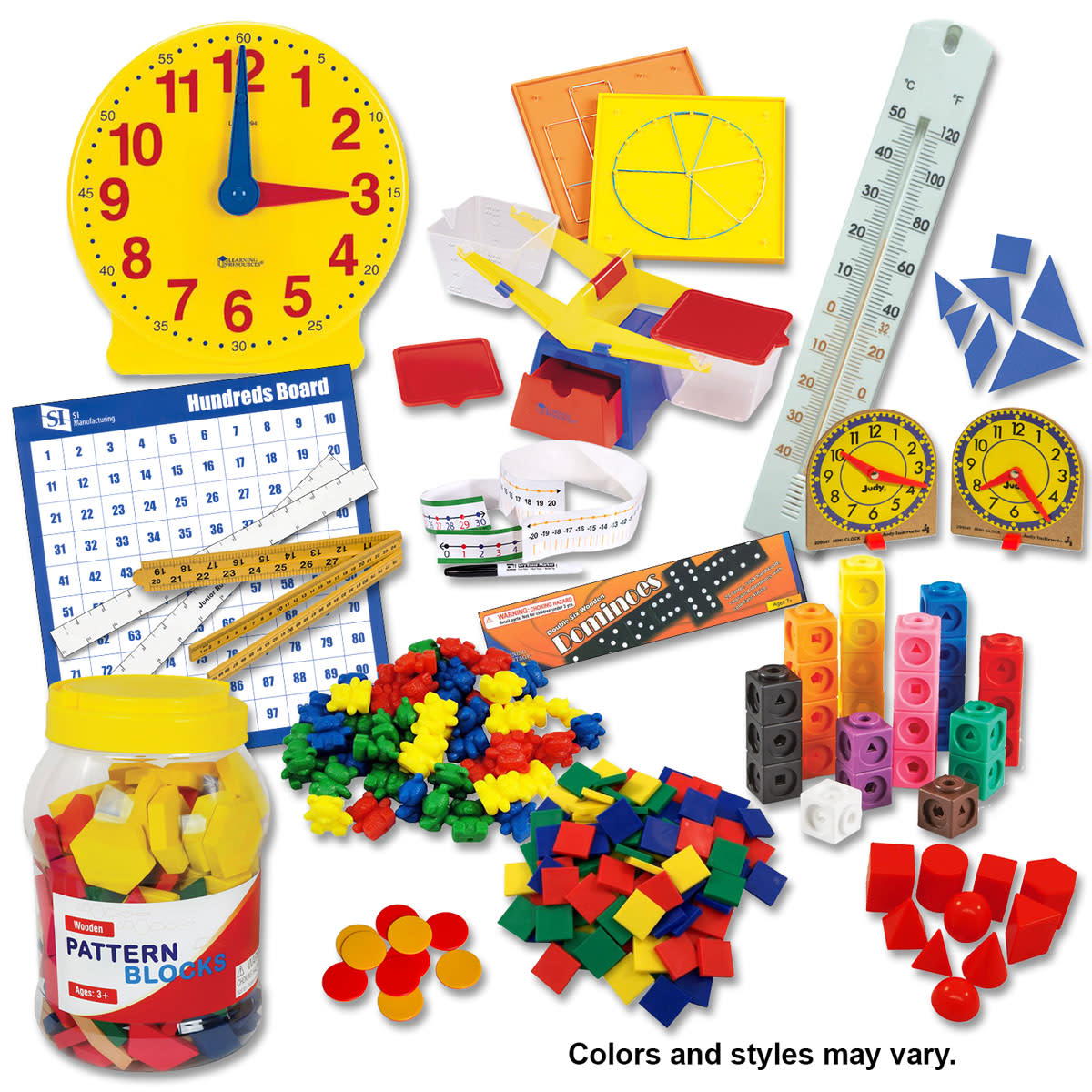 Saxon Math Manipulative Kit K-3 (Wooden Pattern Block Upgrade, Optional Items)