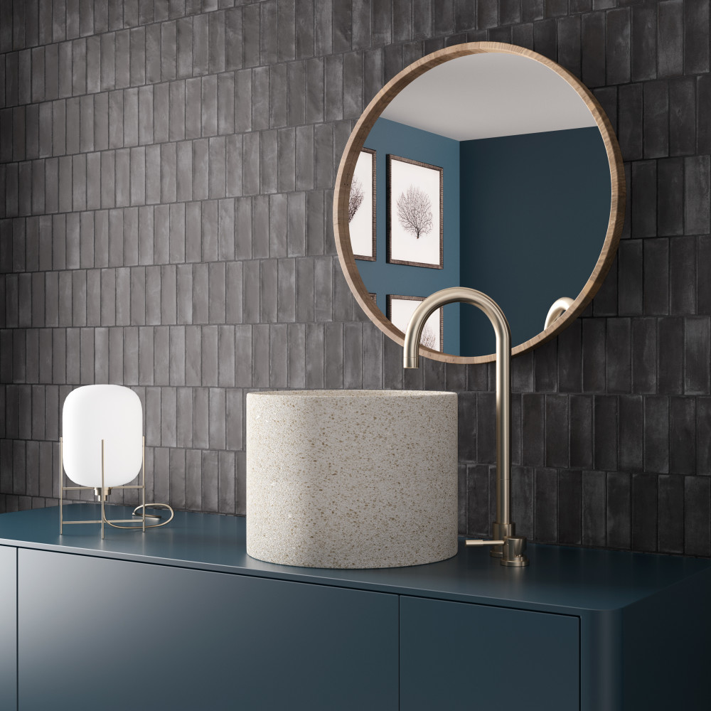 Coco Matte Black Hat 2 in. x 5-7/8 in. Porcelain Floor and Wall Tile