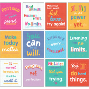Mini Posters: Growth Mindset Quotes Poster Set, 12 Pieces