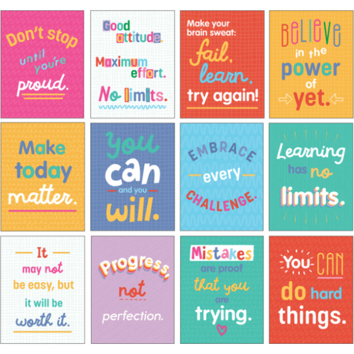 Mini Posters: Growth Mindset Quotes Poster Set, 12 Pieces