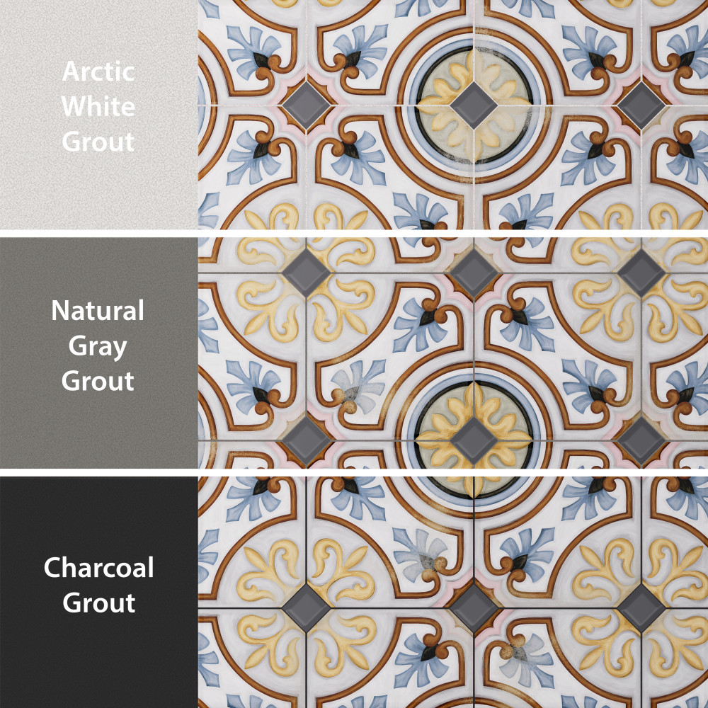 Vaudeville Octagon Deco Diglas with Taco Antracita 7-7/8 in. x 7-7/8 in. Porcelain Floor and Wall Tile