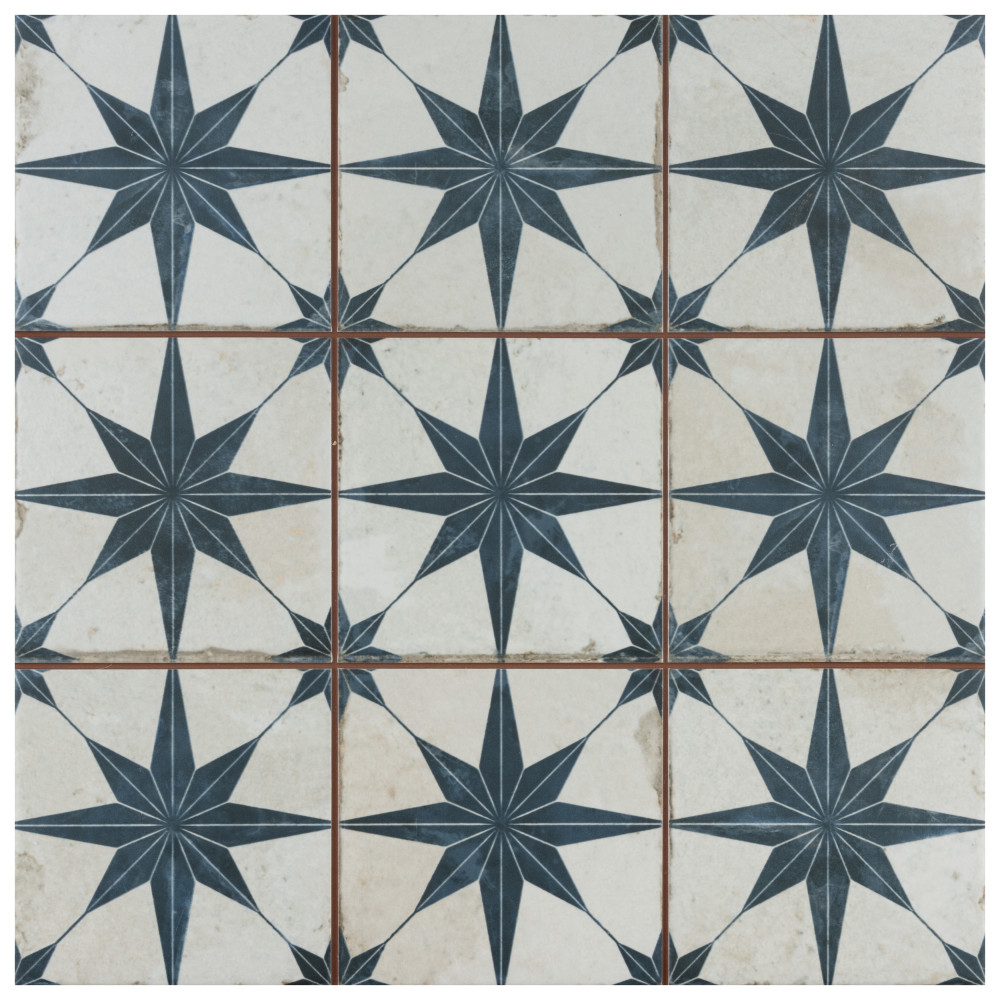 Harmonia Kings Star Blue 13 in. x 13 in. Ceramic Floor and Wall Tile
