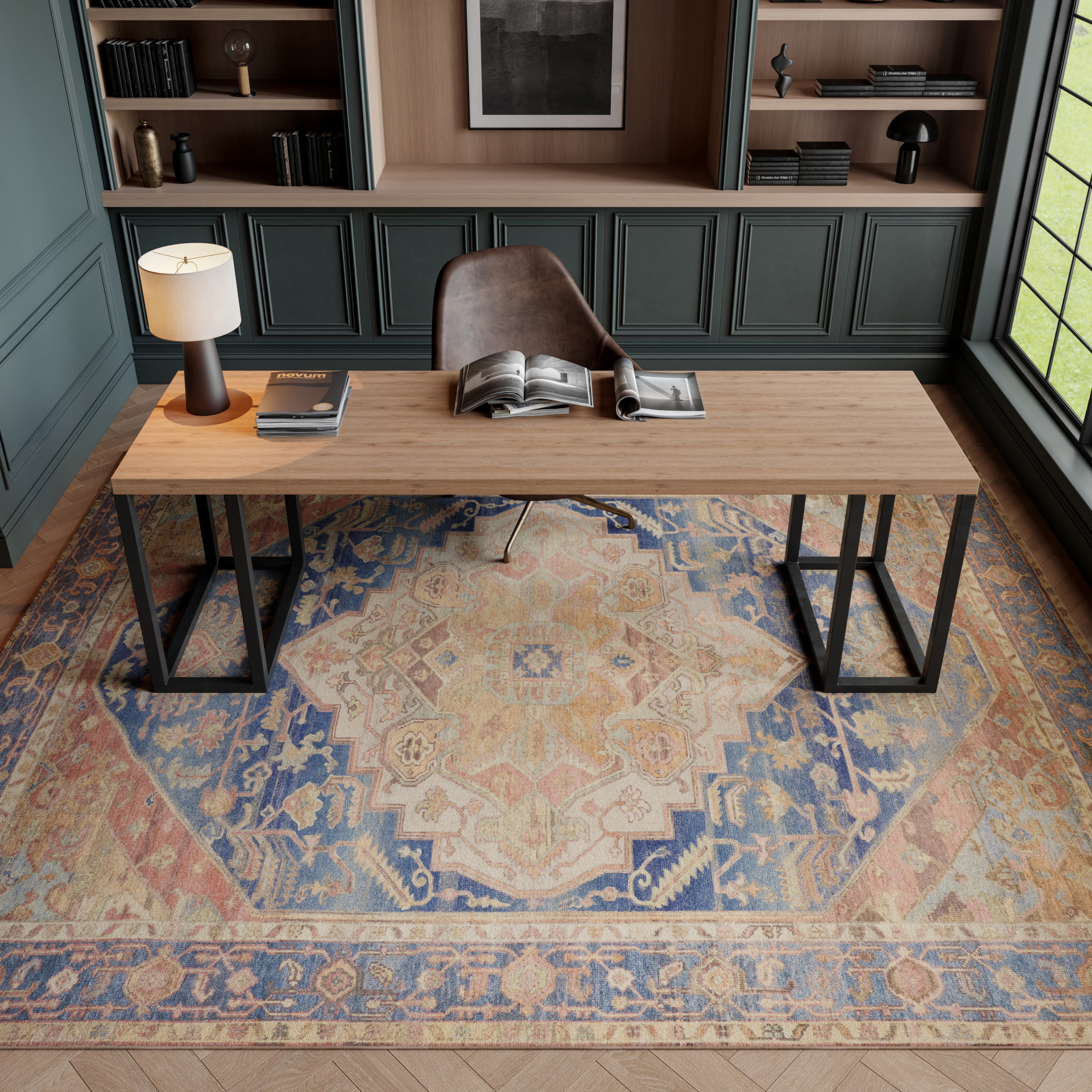 Nourison Vintage Washables 9' x 12' Blue Coral Vintage Indoor Rug