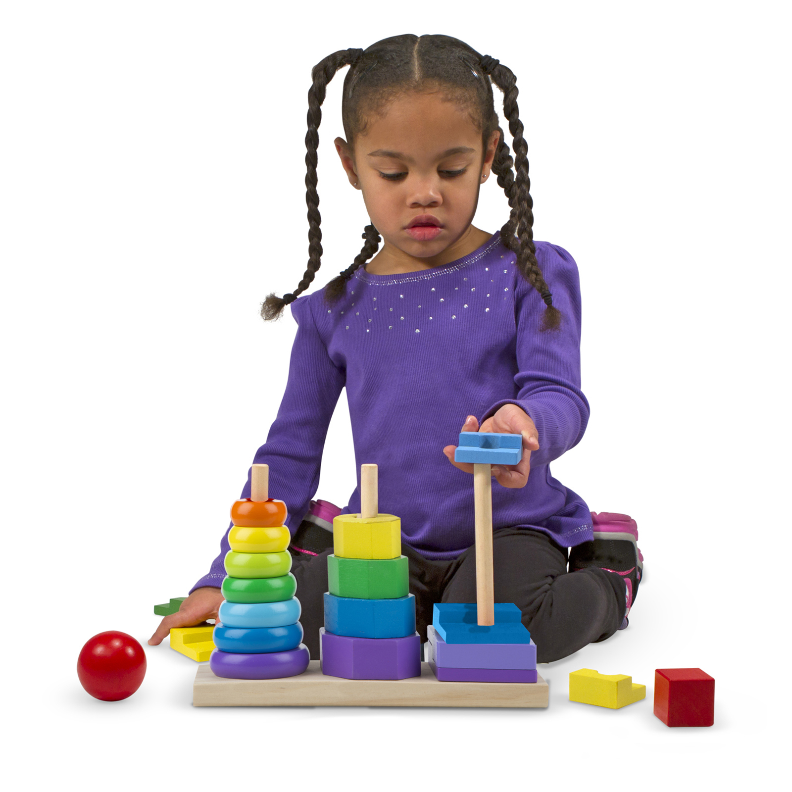 Melissa & Doug Geometric Stacker Toddler Toy, 25 Pieces image number null