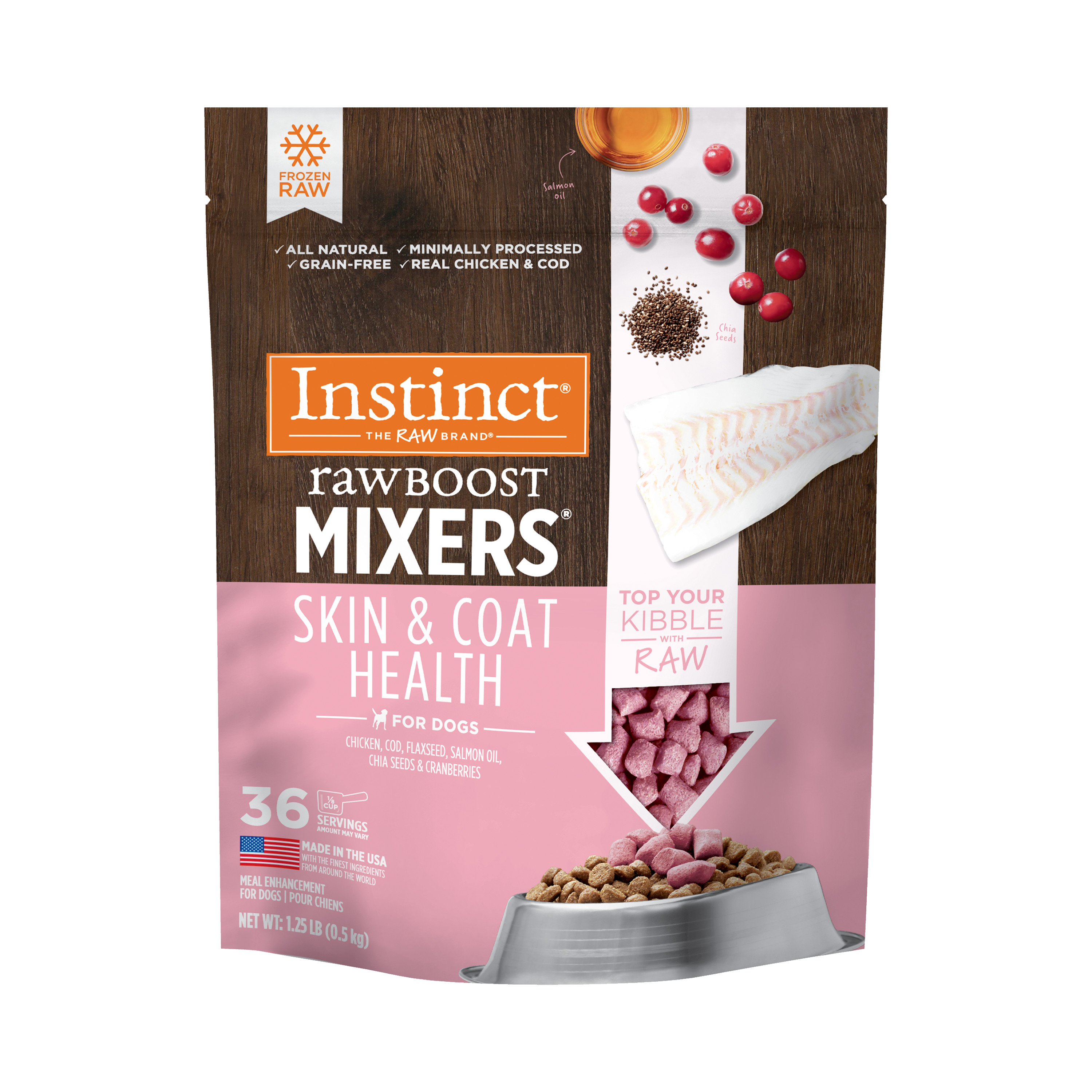 Raw Boost Mixers Skin & Coat Health Frozen Dog Food Topper Instinct