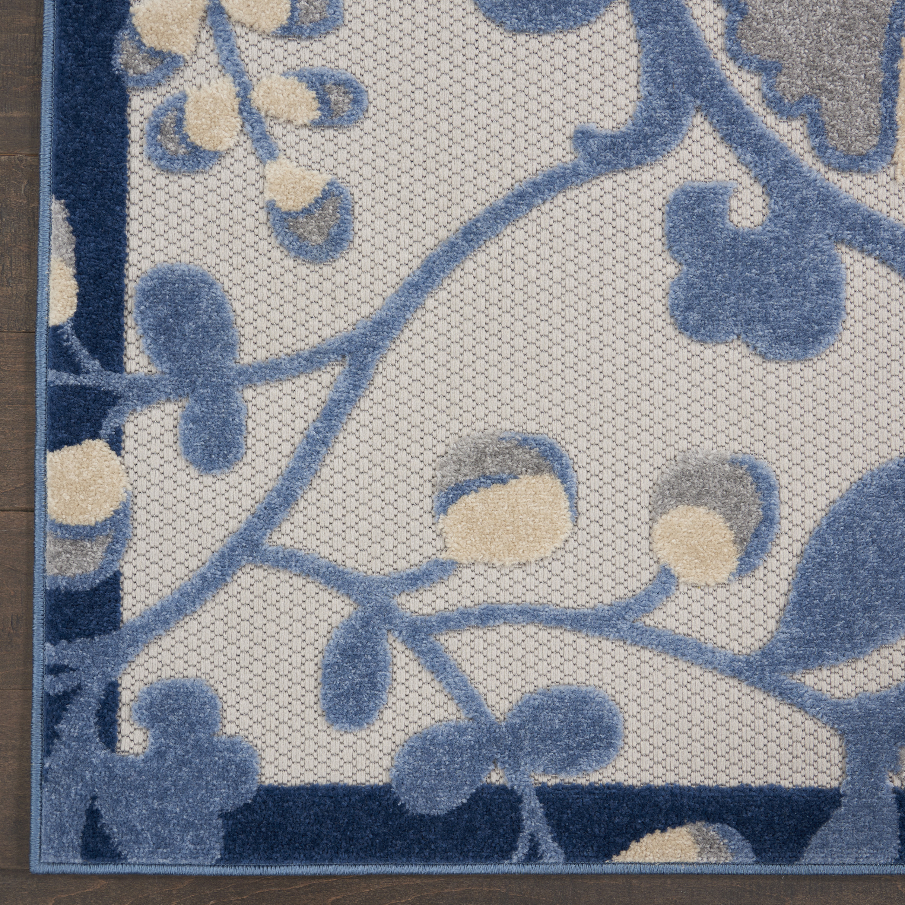 Nourison Aloha 6' x 9' Blue Grey Farmhouse Rug