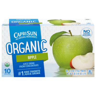 Capri Sun Organic Apple Juice Drink, 10 ct Box, 6 fl oz Pouches