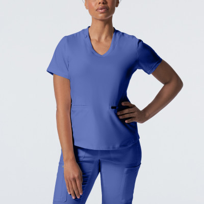 Landau Forward LT100 Women&#8216;s 4 Way Stretch 3-Pocket V-Neck Medical Scrub Top-Landau