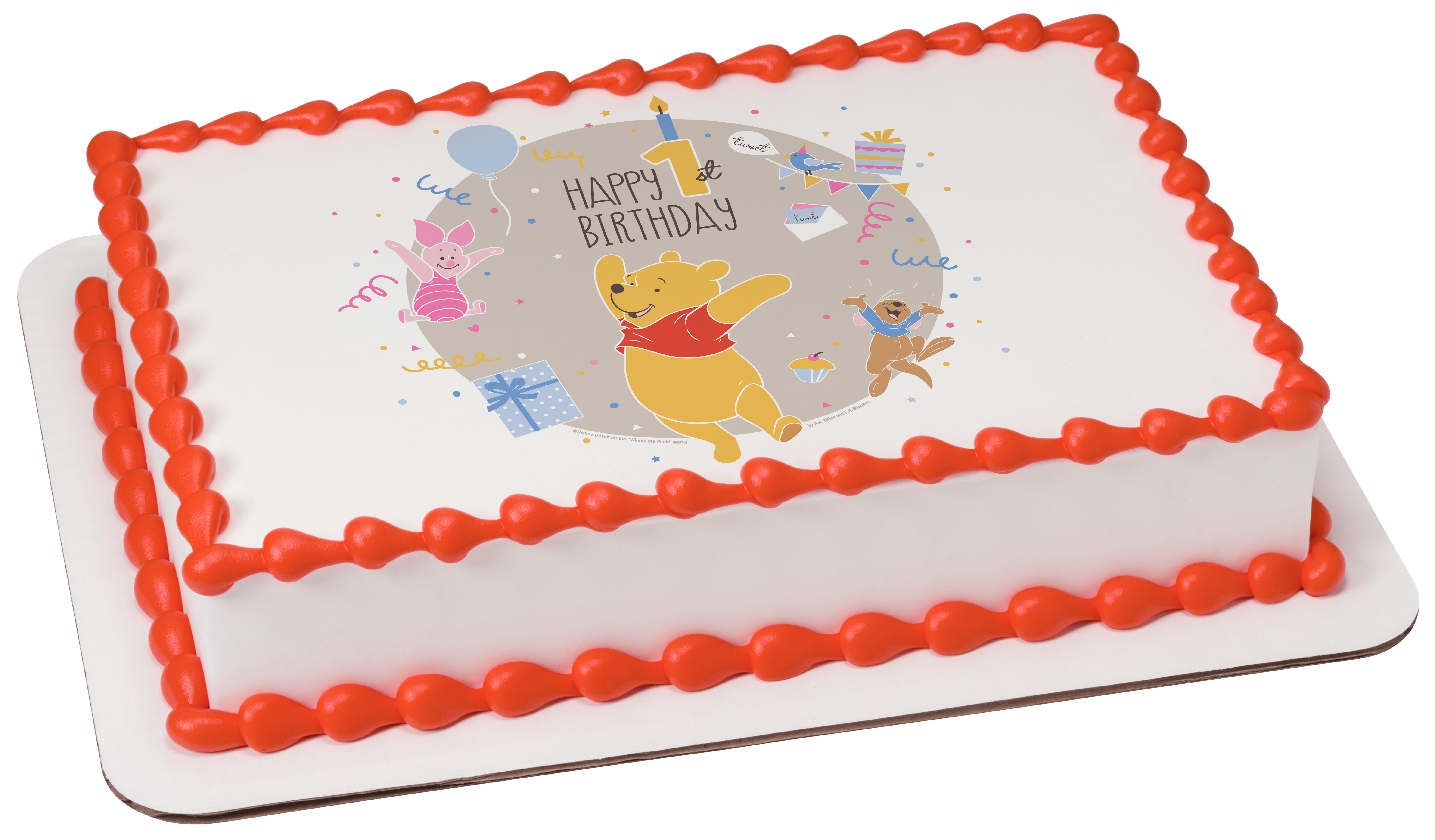 Winnie The Pooh Happy 1st Birthday Photocake Image | DecoPac