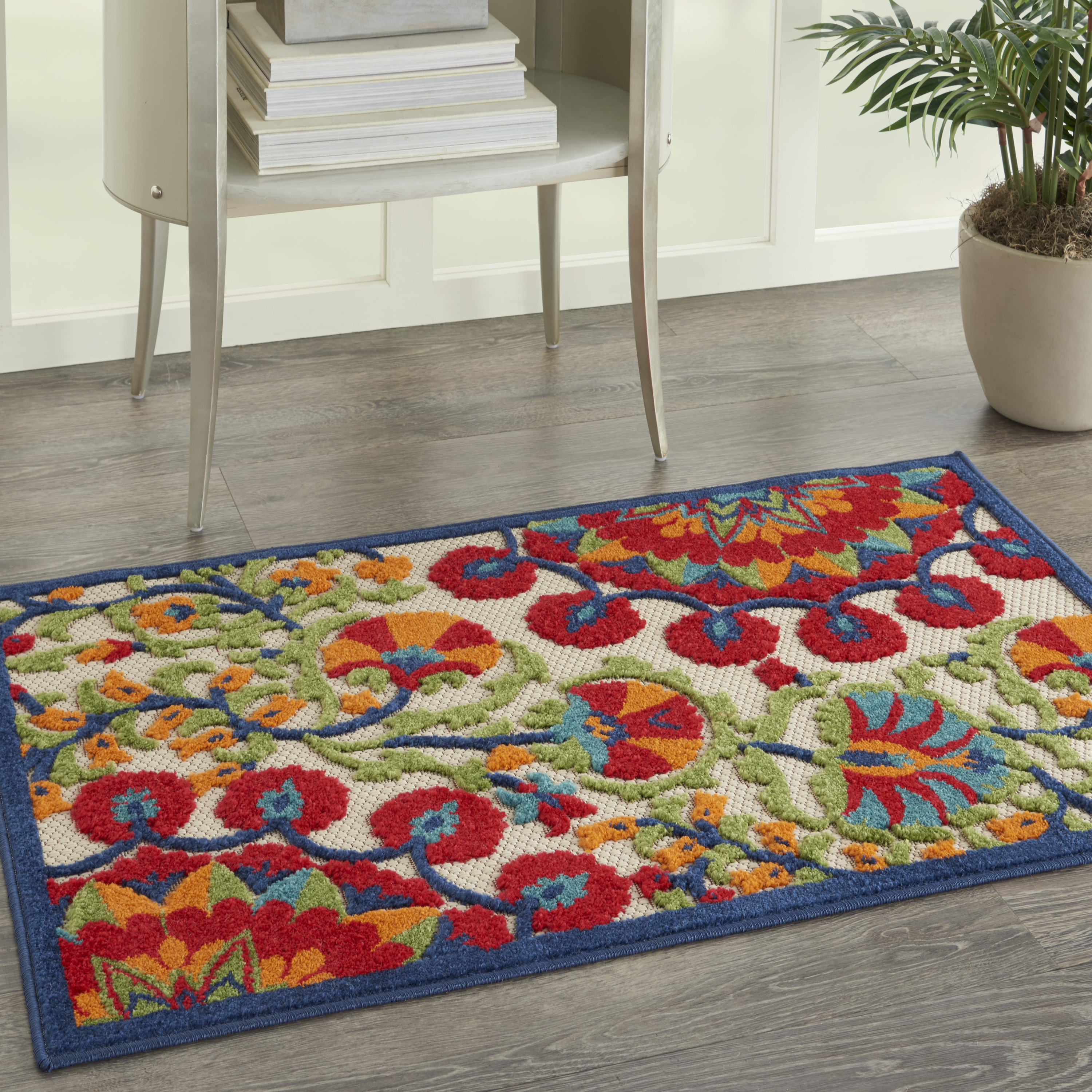 Nourison Aloha 2'8" x 4' Red Multicolor Transitional Rug