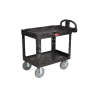 Rubbermaid Commercial, BRUTE Heavy Duty, Ergo Handle, Pneumatic Casters, Lipped Shelf, Medium, Utility Cart, Black
