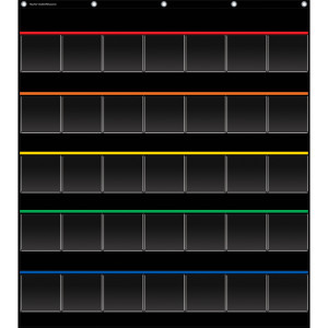 Black Storage Pocket Chart, 35 Pockets, 32.5" x 63.5"