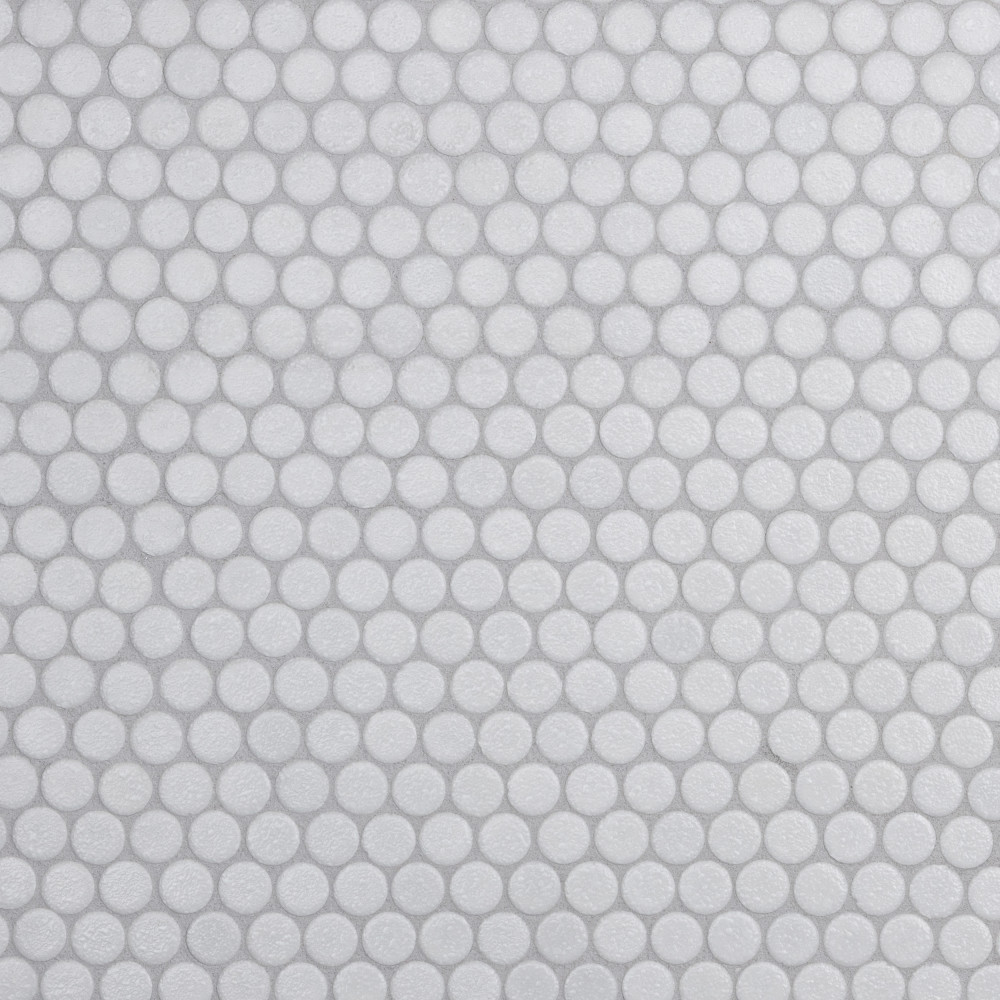 Hudson Penny Round Crystalline White 11.88x12.63 Round Porcelain Floor and Wall Digital Pattern