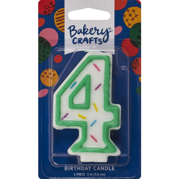 4 Green Sprinkle Numeral Candles