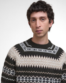 Hase Fair Isle Crew Neck Jumper Olive Ink