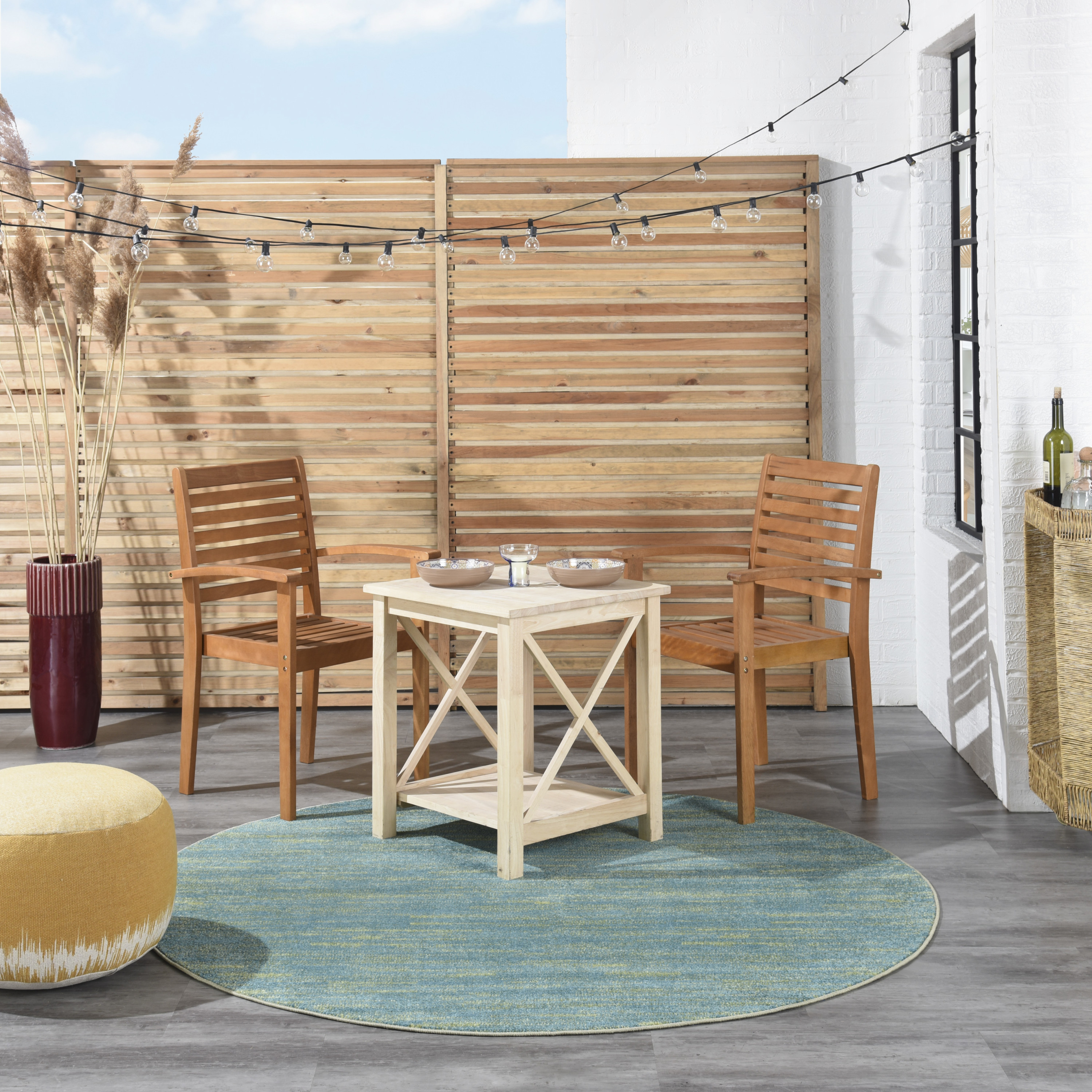 Nourison Nourison Essentials 6' x Round Blue Green Outdoor Rug