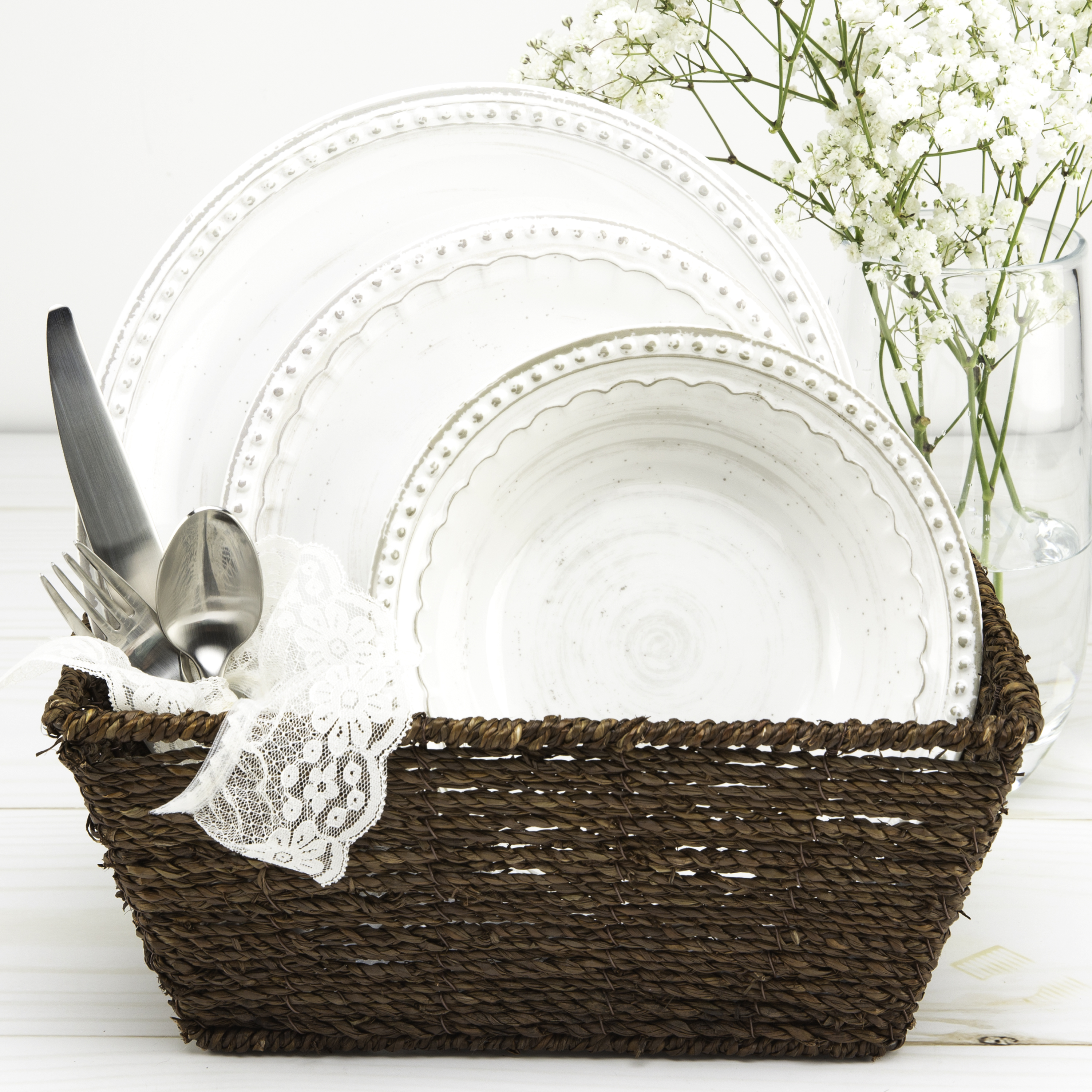 French Country Plate & Bowl Sets, White, 12-piece set