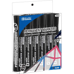 Permanent Markers, Desk Style, Chisel Tip, Black, Box of 12