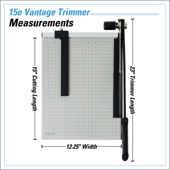 Dahle Vantage® 15e Trimmer InfoGraphic - Measurements