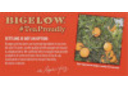 Bigelow Orange and Spice Herbal Tea bag in foil overwrap