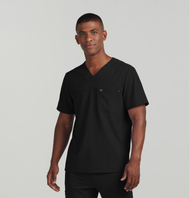 White Cross CRFT Men&#8216;s 2-Pocket V-Neck Scrub Top-White Cross