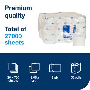 Tork, T7 Premium Coreless High-Capacity, 2 ply, 3.66in Bath Tissue