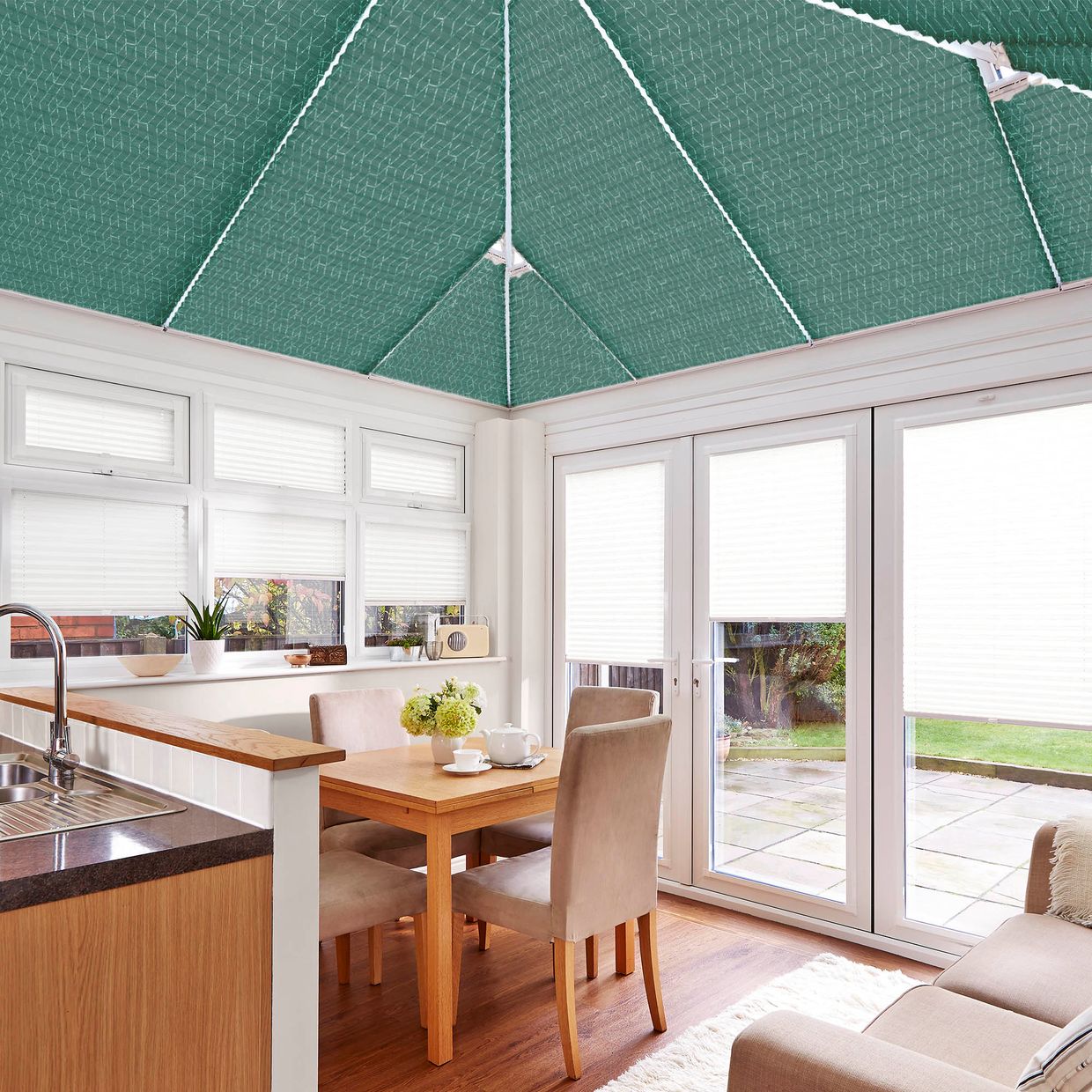 Gatsby Green Conservatory Roof Pleated Blind