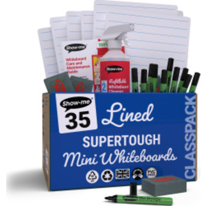 Classpack of 35 x Lined/Plain SUPERTOUGH 8" x 12" Lapboards, with Pens, Erasers, Cleaner