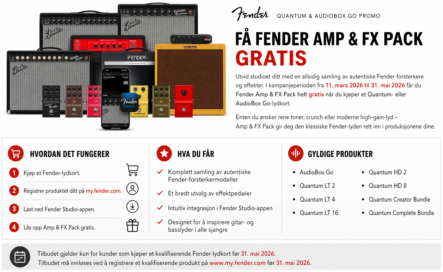 Fender Amp & FX Pack kampanjefoto