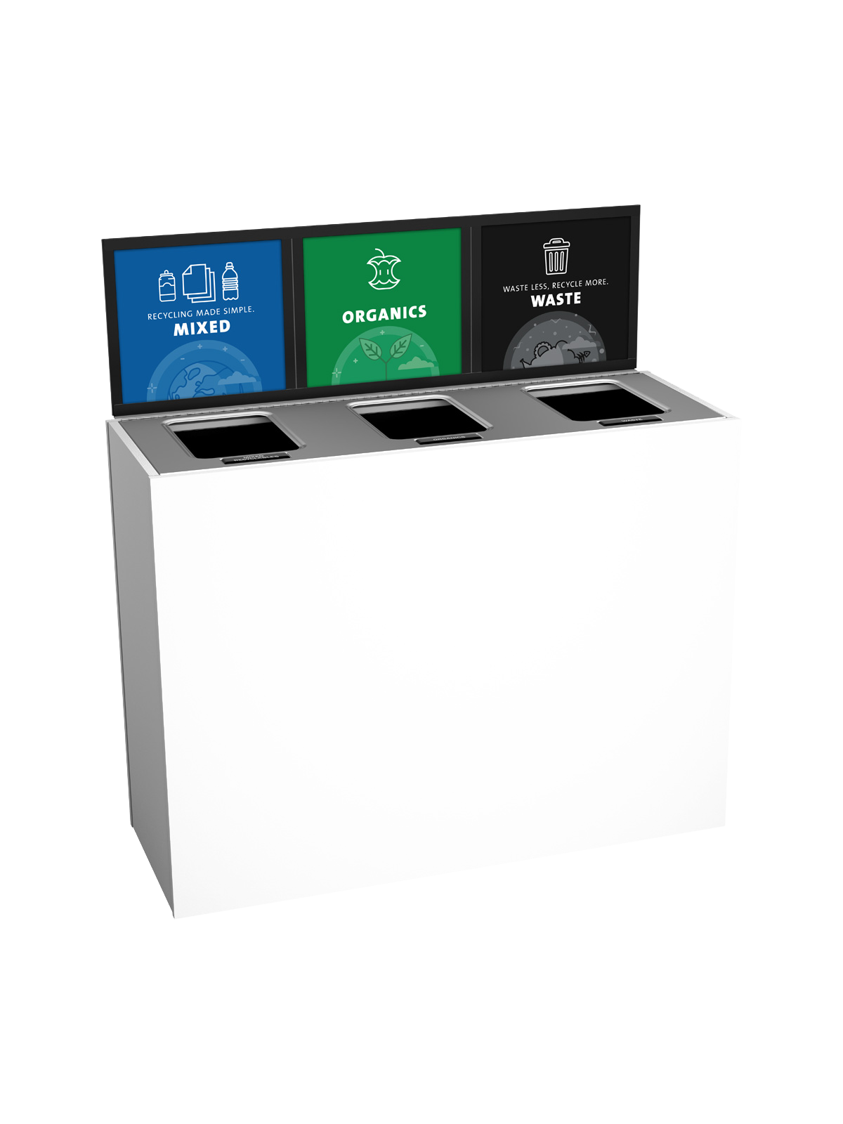 ARISTATA – Triple – Kit – Mixed Recyclables-Organics-Waste – Full-Full-Full – Glacier