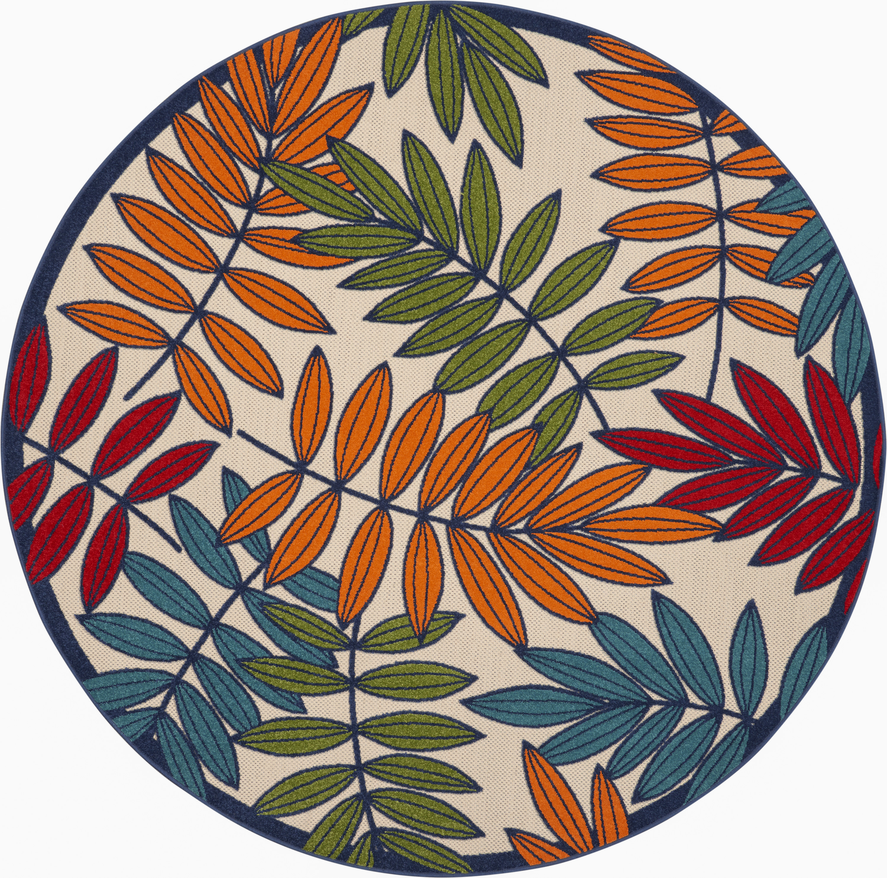 Nourison Aloha 7'10" x Round Multicolor Tropical Rug
