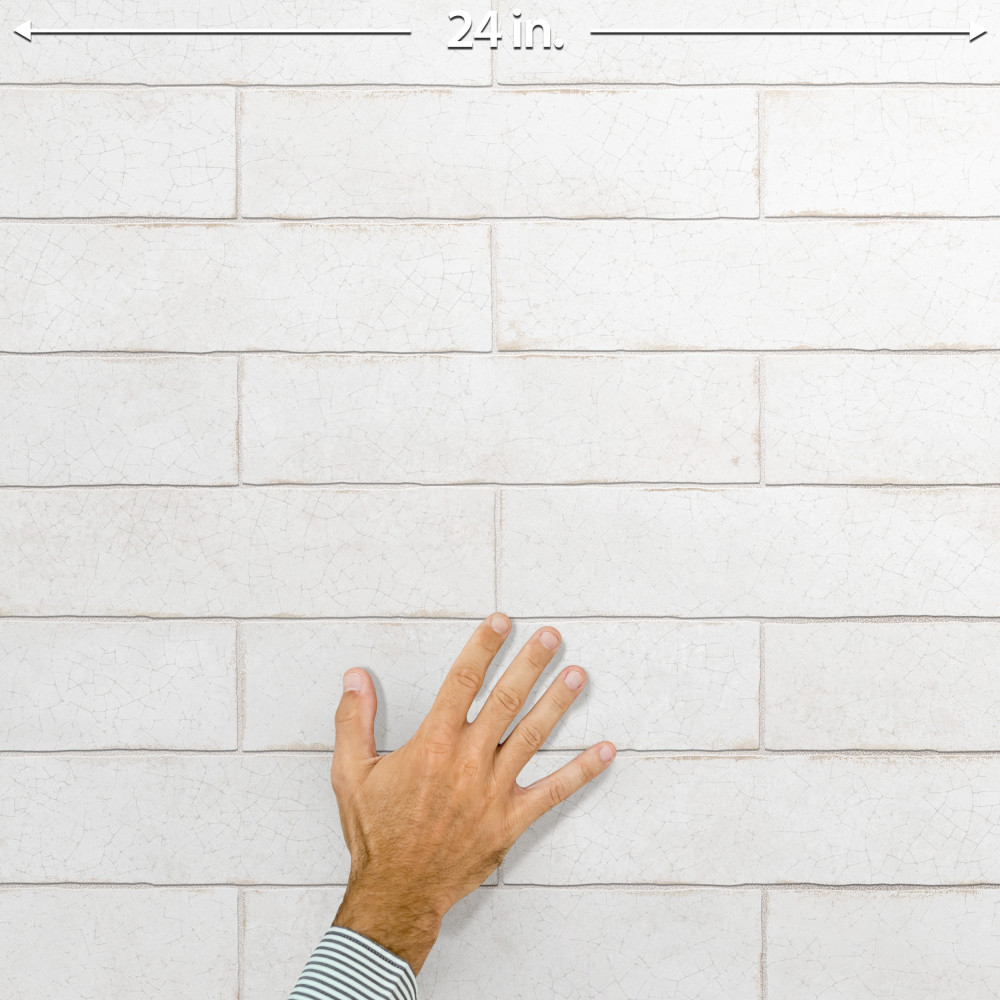 Crackle White 2-7/8 in. x 11-7/8 in. Ceramic Wall Tile