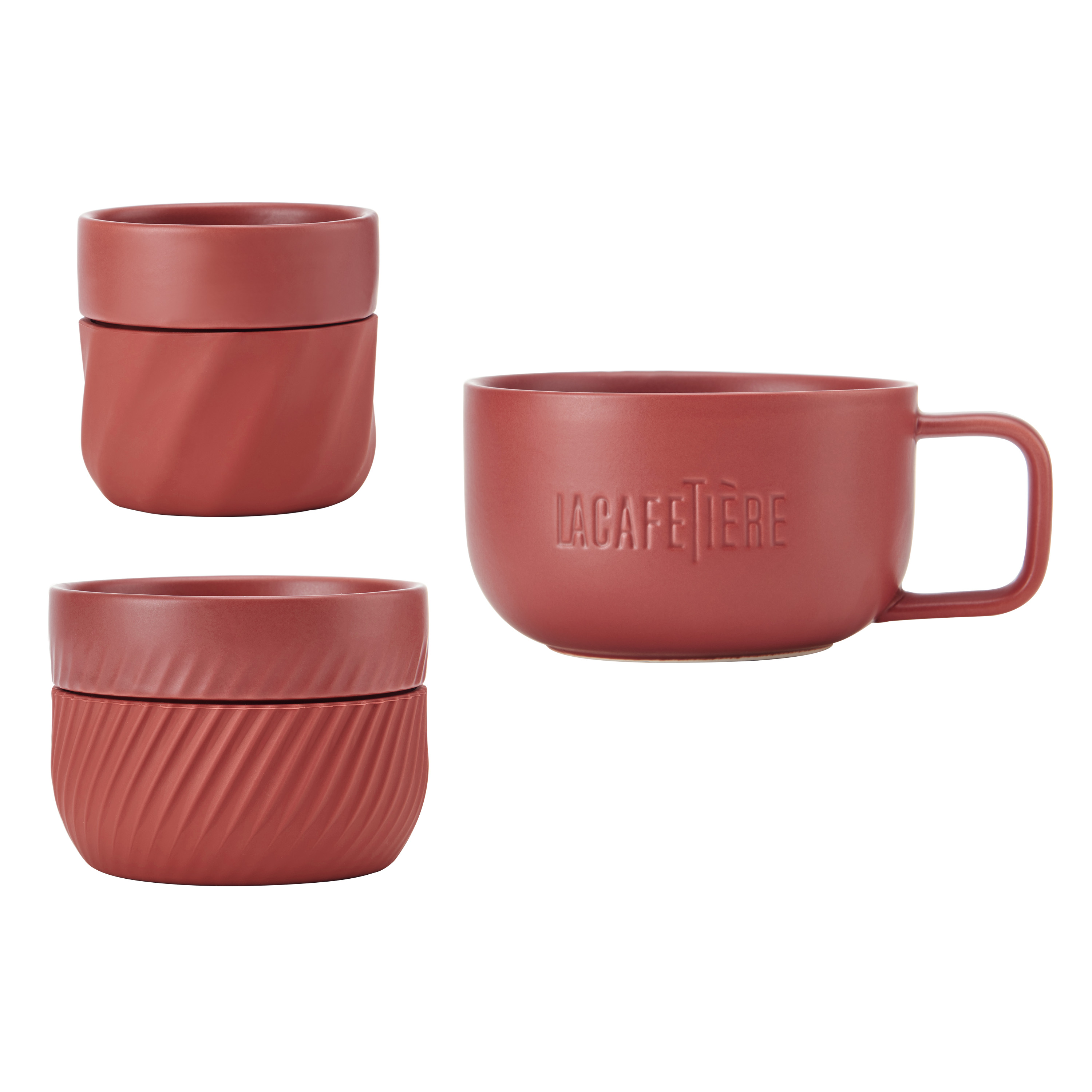 La Cafetiere 3pc Family Mug Set 380ml 200ml And 100ml Red - Picture 1 of 12