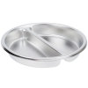 4-quart divided two-compartment round stainless steel pan