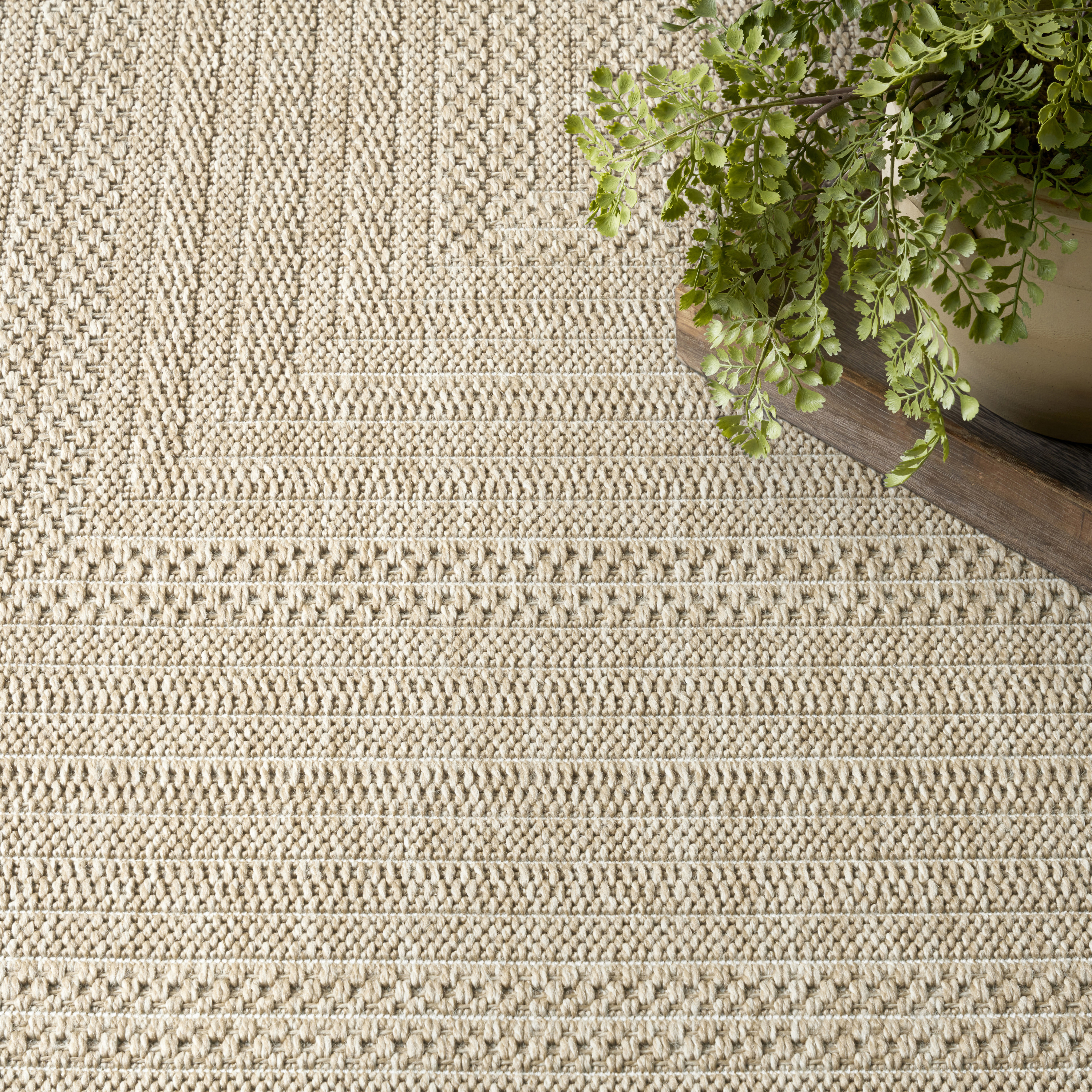 Nourison Tulum 5'3" x 7' Taupe Ivory Outdoor Rug