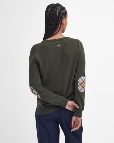 Pendle Crew Neck Jumper Olive-Hessian Tartan