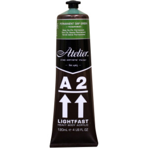 A2 Heavy Body Lightfast Artist Acrylic, 4 oz., Permanent Sap Green